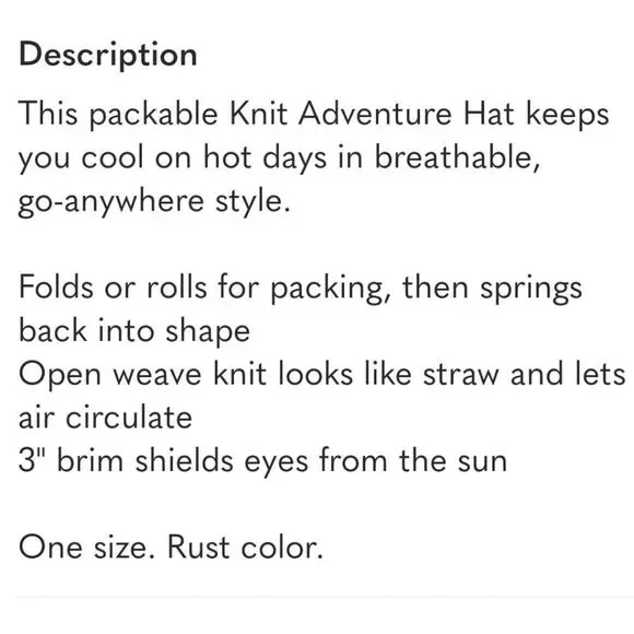 Orvis Packable Knit Adventure Hat -Rust Color - Picture 10 of 10
